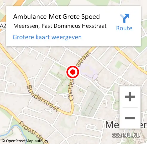 Locatie op kaart van de 112 melding: Ambulance Met Grote Spoed Naar Meerssen, Past Dominicus Hexstraat op 28 mei 2014 10:23