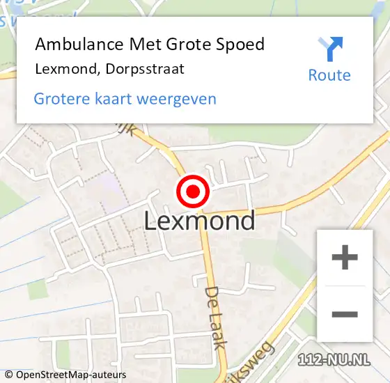 Locatie op kaart van de 112 melding: Ambulance Met Grote Spoed Naar Lexmond, Dorpsstraat op 22 december 2020 23:23