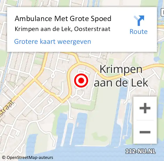 Locatie op kaart van de 112 melding: Ambulance Met Grote Spoed Naar Krimpen aan de Lek, Oosterstraat op 23 december 2020 05:02