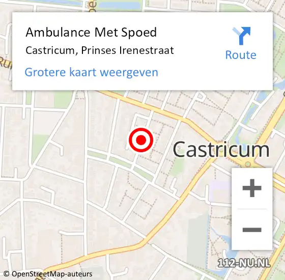 Locatie op kaart van de 112 melding: Ambulance Met Spoed Naar Castricum, Prinses Irenestraat op 23 december 2020 07:17
