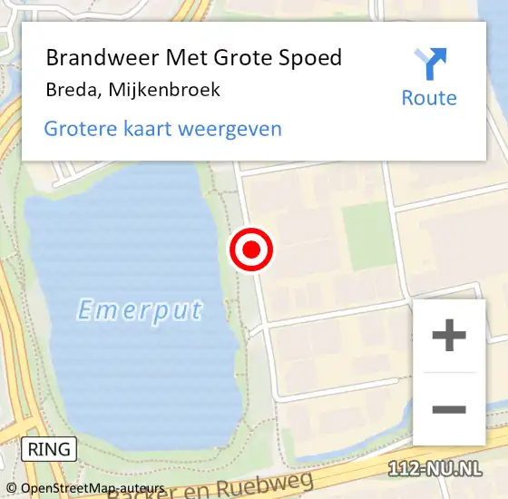 Locatie op kaart van de 112 melding: Brandweer Met Grote Spoed Naar Breda, Mijkenbroek op 23 december 2020 08:45