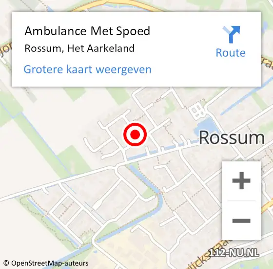 Locatie op kaart van de 112 melding: Ambulance Met Spoed Naar Rossum, Het Aarkeland op 23 december 2020 08:51