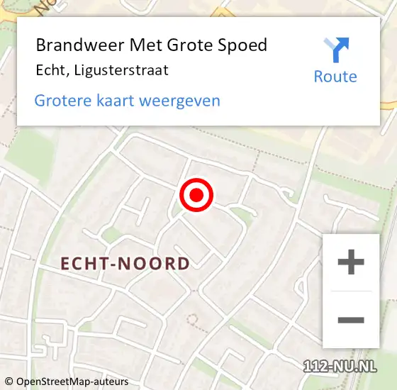 Locatie op kaart van de 112 melding: Brandweer Met Grote Spoed Naar Echt, Ligusterstraat op 23 december 2020 10:04