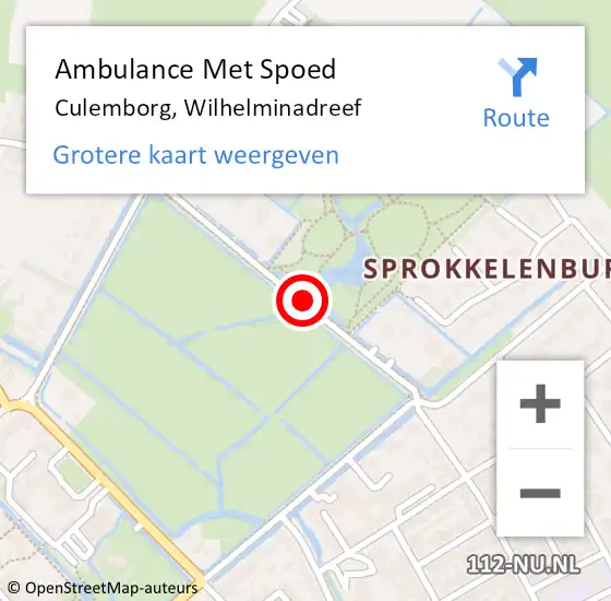 Locatie op kaart van de 112 melding: Ambulance Met Spoed Naar Culemborg, Wilhelminadreef op 23 december 2020 10:19