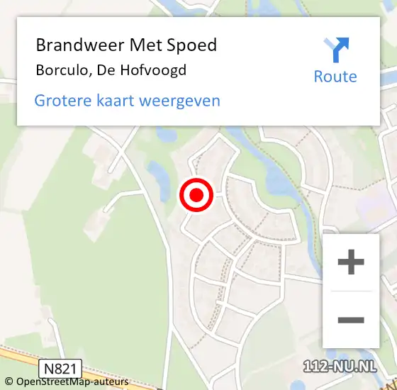 Locatie op kaart van de 112 melding: Brandweer Met Spoed Naar Borculo, De Hofvoogd op 23 december 2020 10:35