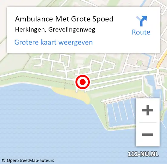 Locatie op kaart van de 112 melding: Ambulance Met Grote Spoed Naar Herkingen, Grevelingenweg op 28 mei 2014 11:06