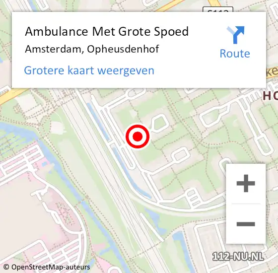 Locatie op kaart van de 112 melding: Ambulance Met Grote Spoed Naar Amsterdam, Opheusdenhof op 23 december 2020 11:48