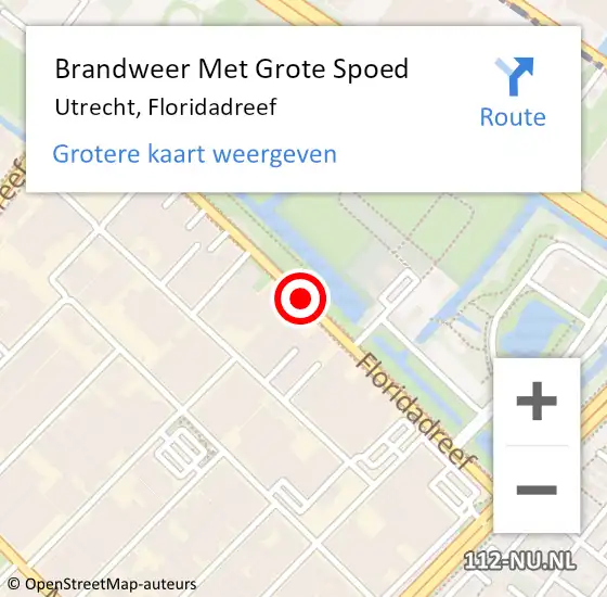 Locatie op kaart van de 112 melding: Brandweer Met Grote Spoed Naar Utrecht, Floridadreef op 23 december 2020 12:02