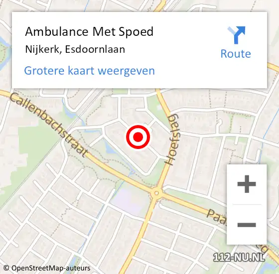 Locatie op kaart van de 112 melding: Ambulance Met Spoed Naar Nijkerk, Esdoornlaan op 23 december 2020 12:53