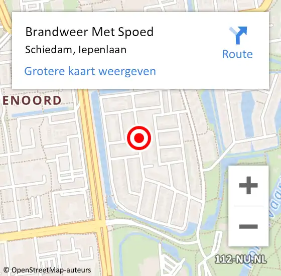 Locatie op kaart van de 112 melding: Brandweer Met Spoed Naar Schiedam, Iepenlaan op 23 december 2020 12:58