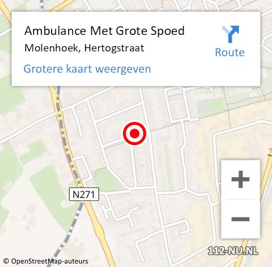 Locatie op kaart van de 112 melding: Ambulance Met Grote Spoed Naar Molenhoek, Hertogstraat op 28 mei 2014 11:19