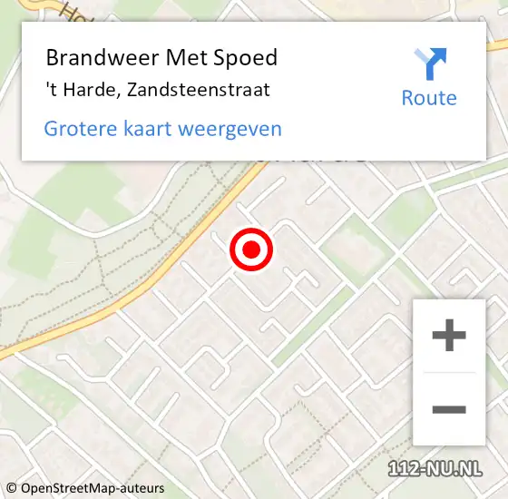 Locatie op kaart van de 112 melding: Brandweer Met Spoed Naar 't Harde, Zandsteenstraat op 23 december 2020 13:55