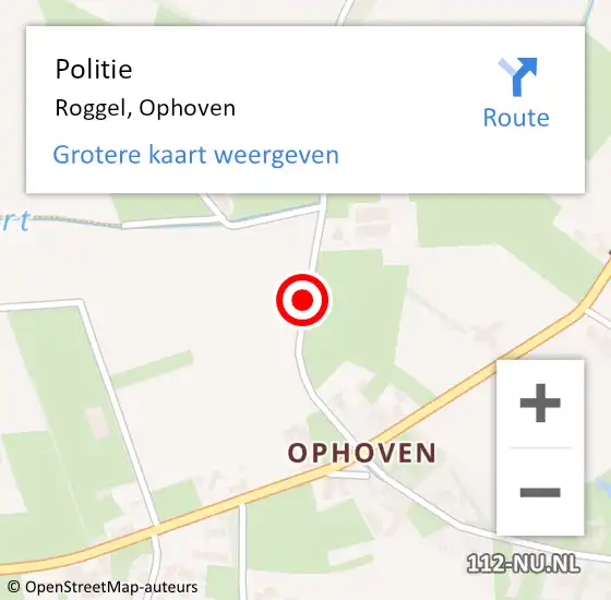 Locatie op kaart van de 112 melding: Politie Roggel, Ophoven op 23 december 2020 14:07