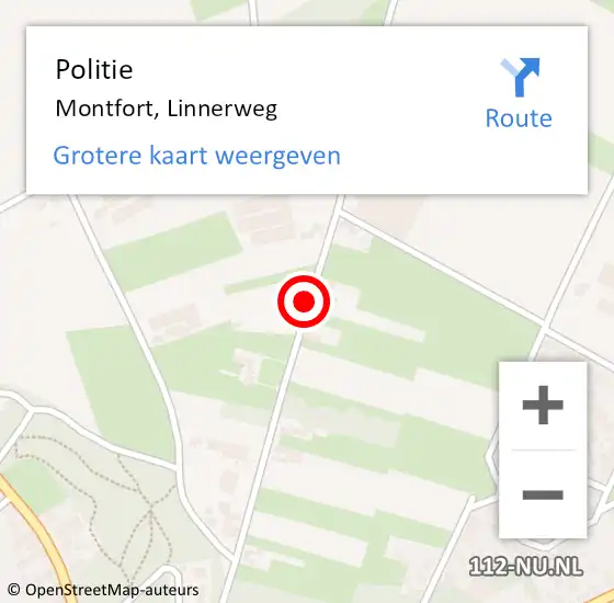 Locatie op kaart van de 112 melding: Politie Montfort, Linnerweg op 23 december 2020 14:14