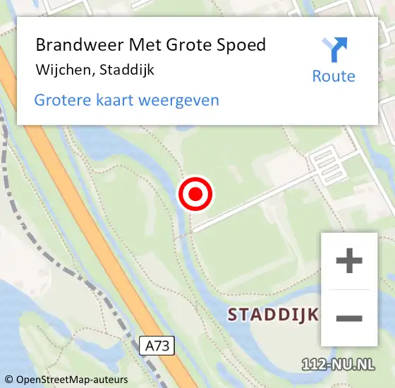 Locatie op kaart van de 112 melding: Brandweer Met Grote Spoed Naar Wijchen, Staddijk op 23 december 2020 14:17