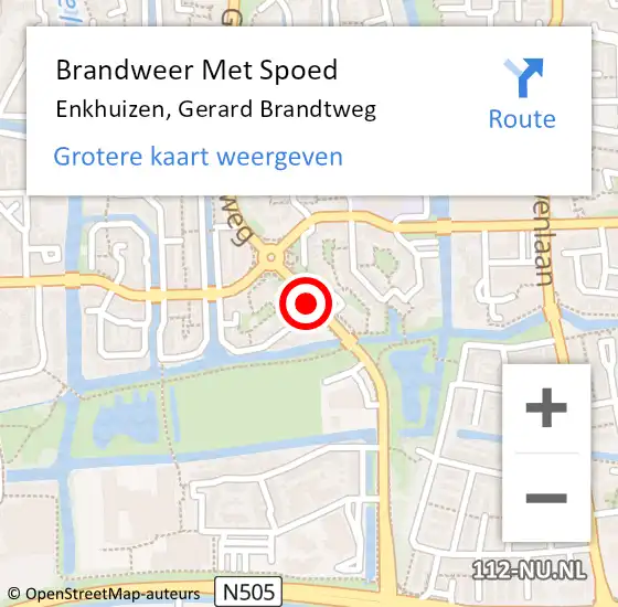 Locatie op kaart van de 112 melding: Brandweer Met Spoed Naar Enkhuizen, Gerard Brandtweg op 23 december 2020 14:40