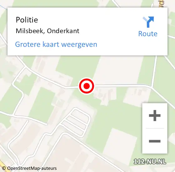 Locatie op kaart van de 112 melding: Politie Milsbeek, Onderkant op 23 december 2020 15:05