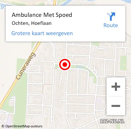 Locatie op kaart van de 112 melding: Ambulance Met Spoed Naar Ochten, Hoeflaan op 23 december 2020 16:09