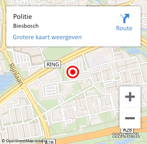 Locatie op kaart van de 112 melding: Politie Zwolle, Biesbosch op 23 december 2020 16:23