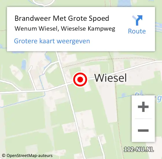 Locatie op kaart van de 112 melding: Brandweer Met Grote Spoed Naar Wenum Wiesel, Wieselse Kampweg op 23 december 2020 17:41