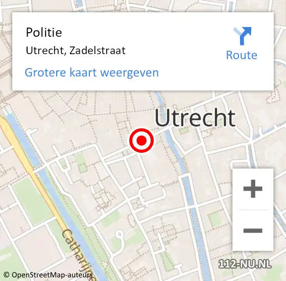 Locatie op kaart van de 112 melding: Politie Utrecht, Zadelstraat op 23 december 2020 19:48