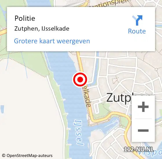 Locatie op kaart van de 112 melding: Politie Zutphen, IJsselkade op 23 december 2020 19:55