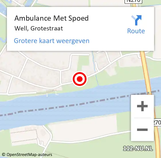 Locatie op kaart van de 112 melding: Ambulance Met Spoed Naar Well, Grotestraat op 28 mei 2014 12:09