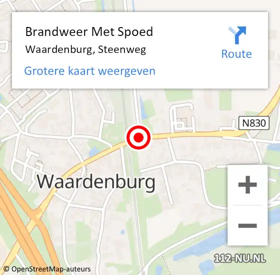 Locatie op kaart van de 112 melding: Brandweer Met Spoed Naar Waardenburg, Steenweg op 24 december 2020 00:42