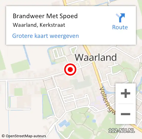 Locatie op kaart van de 112 melding: Brandweer Met Spoed Naar Waarland, Kerkstraat op 24 december 2020 09:19