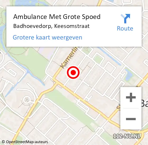 Locatie op kaart van de 112 melding: Ambulance Met Grote Spoed Naar Badhoevedorp, Keesomstraat op 24 december 2020 09:44