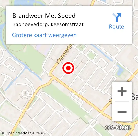 Locatie op kaart van de 112 melding: Brandweer Met Spoed Naar Badhoevedorp, Keesomstraat op 24 december 2020 09:45