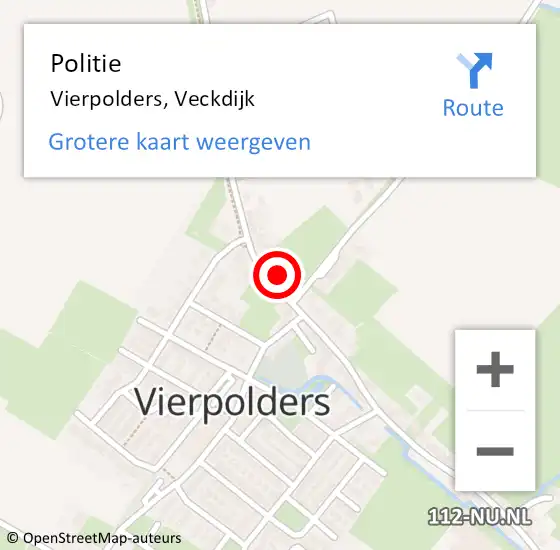 Locatie op kaart van de 112 melding: Politie Vierpolders, Veckdijk op 28 mei 2014 12:40