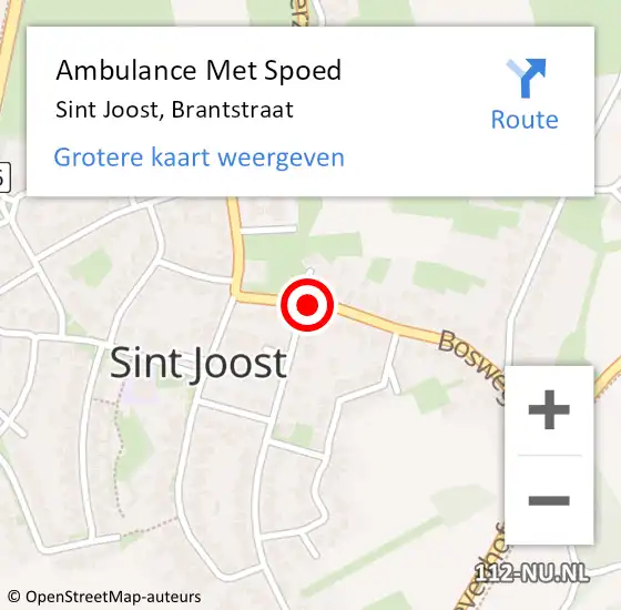 Locatie op kaart van de 112 melding: Ambulance Met Spoed Naar Sint Joost, Brantstraat op 3 oktober 2013 11:20