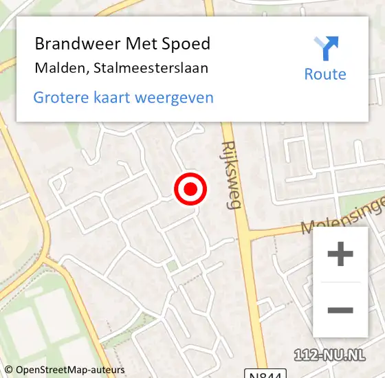 Locatie op kaart van de 112 melding: Brandweer Met Spoed Naar Malden, Stalmeesterslaan op 24 december 2020 11:10