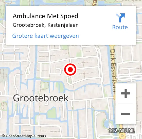 Locatie op kaart van de 112 melding: Ambulance Met Spoed Naar Grootebroek, Kastanjelaan op 24 december 2020 11:40