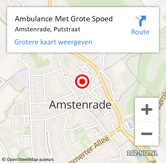 Locatie op kaart van de 112 melding: Ambulance Met Grote Spoed Naar Amstenrade, Putstraat op 28 mei 2014 12:54