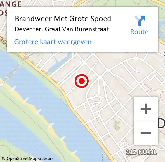 Locatie op kaart van de 112 melding: Brandweer Met Grote Spoed Naar Deventer, Graaf Van Burenstraat op 24 december 2020 13:27