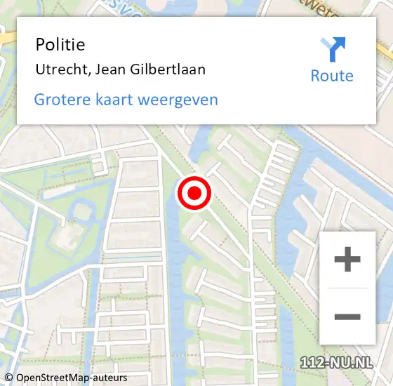 Locatie op kaart van de 112 melding: Politie Utrecht, Jean Gilbertlaan op 24 december 2020 13:38