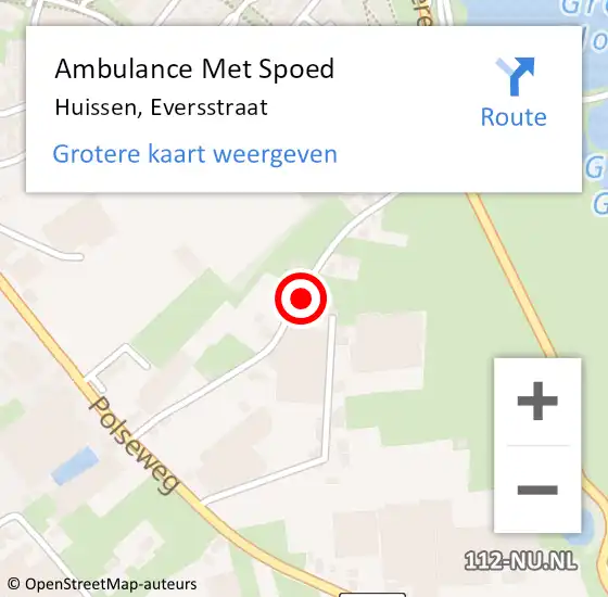 Locatie op kaart van de 112 melding: Ambulance Met Spoed Naar Huissen, Eversstraat op 24 december 2020 13:48