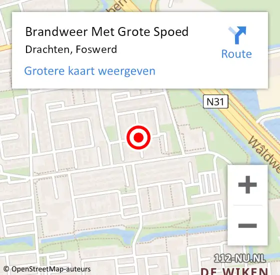 Locatie op kaart van de 112 melding: Brandweer Met Grote Spoed Naar Drachten, Foswerd op 24 december 2020 14:26