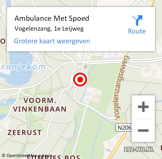 Locatie op kaart van de 112 melding: Ambulance Met Spoed Naar Vogelenzang, 1e Leijweg op 24 december 2020 15:21