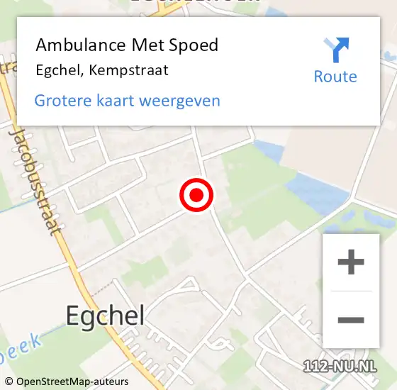 Locatie op kaart van de 112 melding: Ambulance Met Spoed Naar Egchel, Kempstraat op 28 mei 2014 13:13