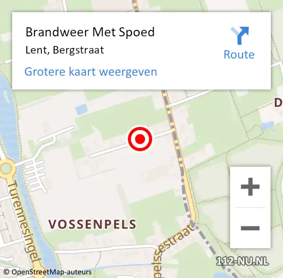 Locatie op kaart van de 112 melding: Brandweer Met Spoed Naar Lent, Bergstraat op 24 december 2020 16:32