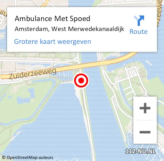 Locatie op kaart van de 112 melding: Ambulance Met Spoed Naar Amsterdam, West Merwedekanaaldijk op 24 december 2020 16:39