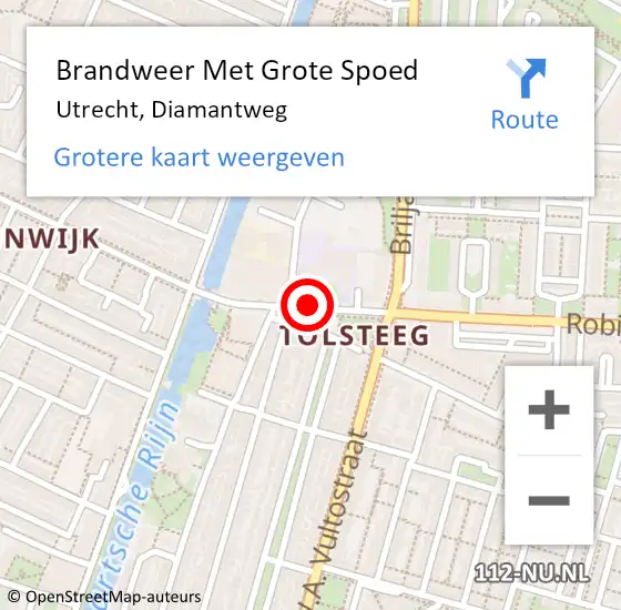 Locatie op kaart van de 112 melding: Brandweer Met Grote Spoed Naar Utrecht, Diamantweg op 24 december 2020 17:27