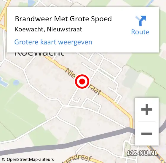 Locatie op kaart van de 112 melding: Brandweer Met Grote Spoed Naar Koewacht, Nieuwstraat op 24 december 2020 17:42