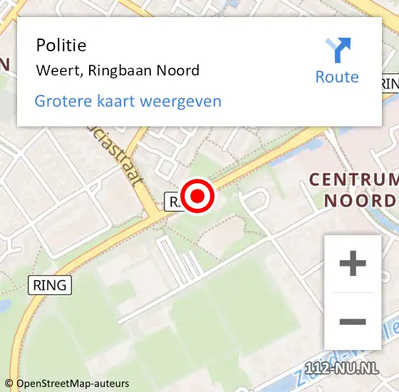 Locatie op kaart van de 112 melding: Politie Weert, Ringbaan Noord op 24 december 2020 17:45