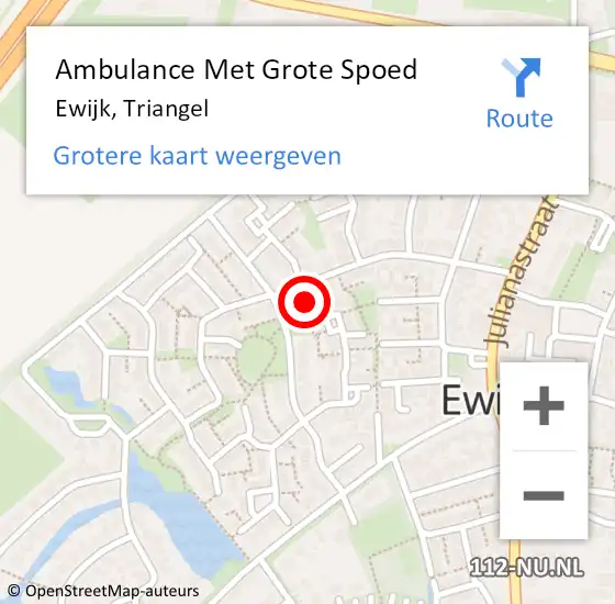 Locatie op kaart van de 112 melding: Ambulance Met Grote Spoed Naar Ewijk, Triangel op 24 december 2020 19:05