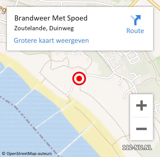 Locatie op kaart van de 112 melding: Brandweer Met Spoed Naar Zoutelande, Duinweg op 24 december 2020 19:06