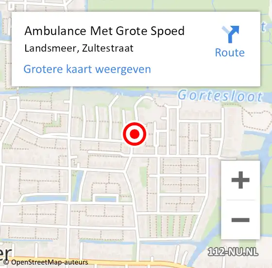 Locatie op kaart van de 112 melding: Ambulance Met Grote Spoed Naar Landsmeer, Zultestraat op 24 december 2020 19:12